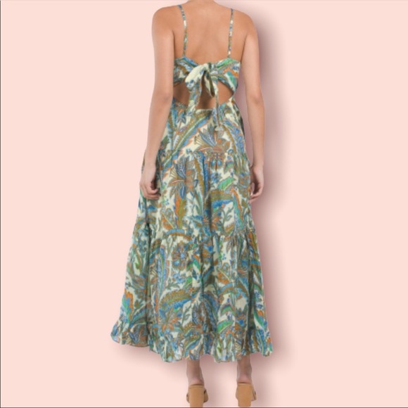 NWT House of Harlow Boho Floral Blue Ivory V-neck Maxi Dress - Picture 3 of 17